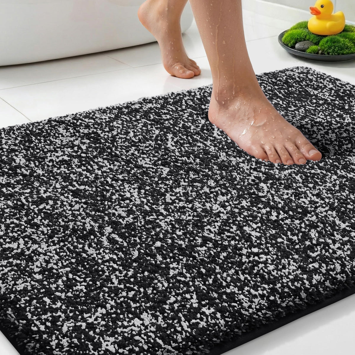 Yimobra Non Slip Machine Washable Bathroom Rug 24x17 Grey and White