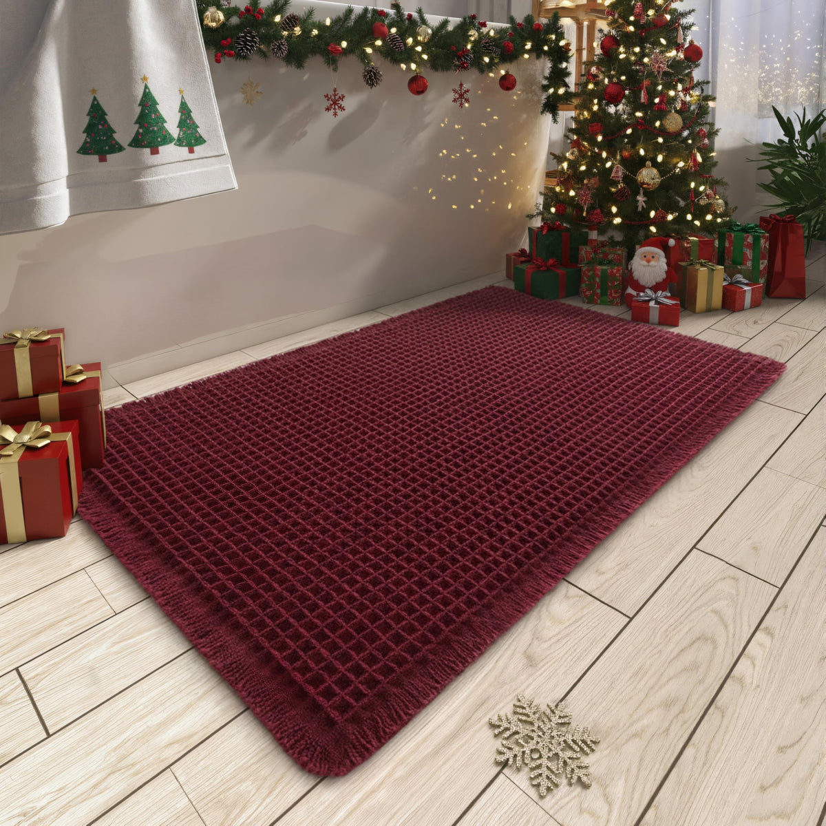 Upgraded Waffle Bath Mat Ultra Absorbent Non Slip Bathroom Mat, 18" x 30"