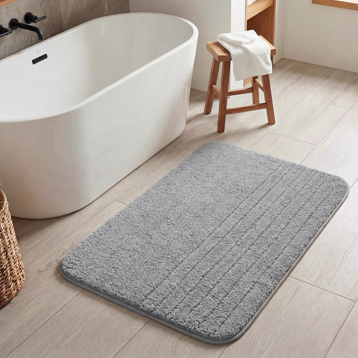 GRANNY SAYS Blue Bathroom Rug 16" x 24", Non-Slip Microfiber Bath Mat
