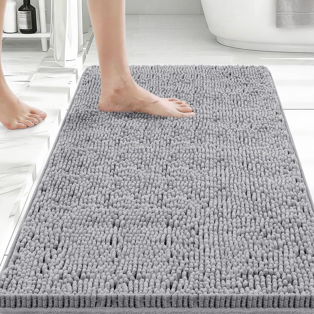 Bcoimo Small Bath Rug Mat,Chenille Extra Soft Navy Bathroom Mats for Floor
