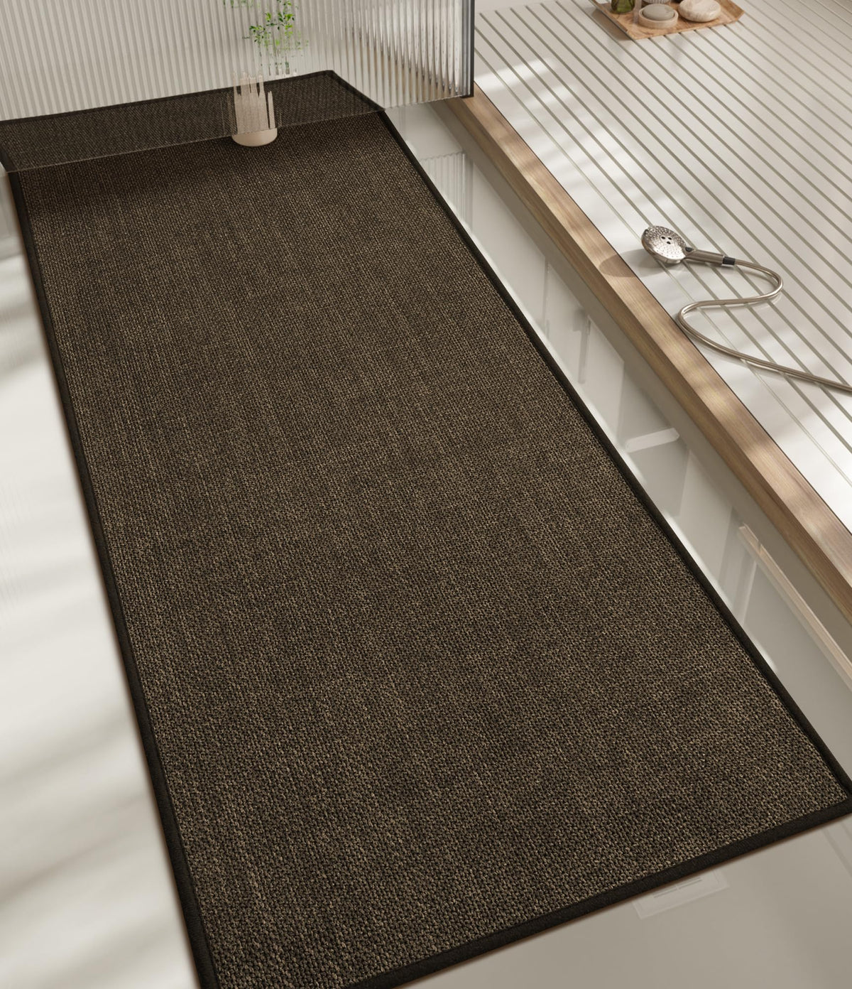 chakme Bathroom Rugs Mat 24x17, Ultra Thin Non Slip Bath Mat Small Quick Dry Absorbent Bath Mat for Bathroom Floor, (Black, 24"x17")