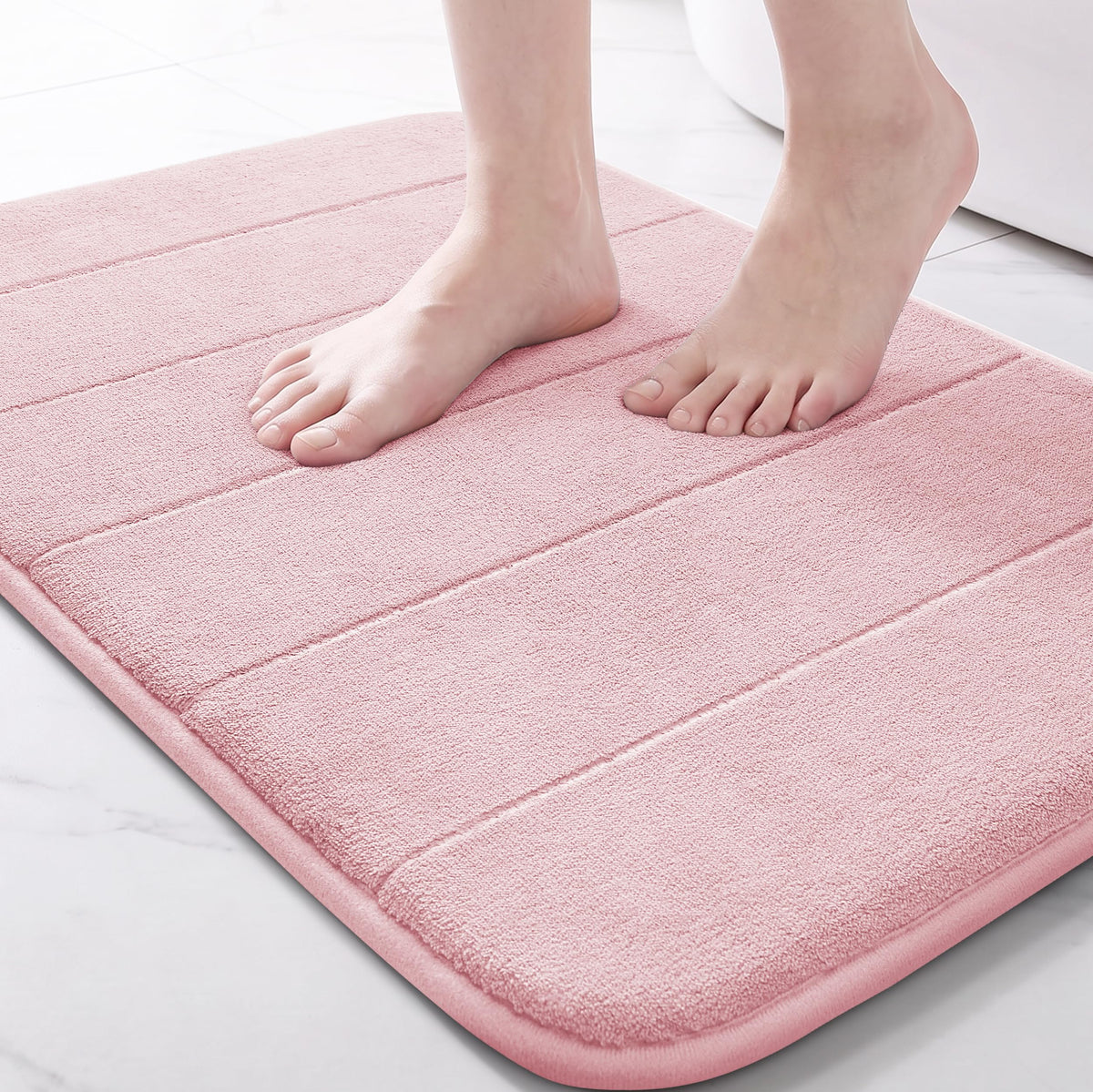 Yimobra Memory Foam Bath Mat, Super Soft Absorbent Bathroom Rug Non Slip 31.5x20 Inch, Quick Dry, Machine Washable Floor Carpet for Tub Shower, Home Decor Accessories, Beige