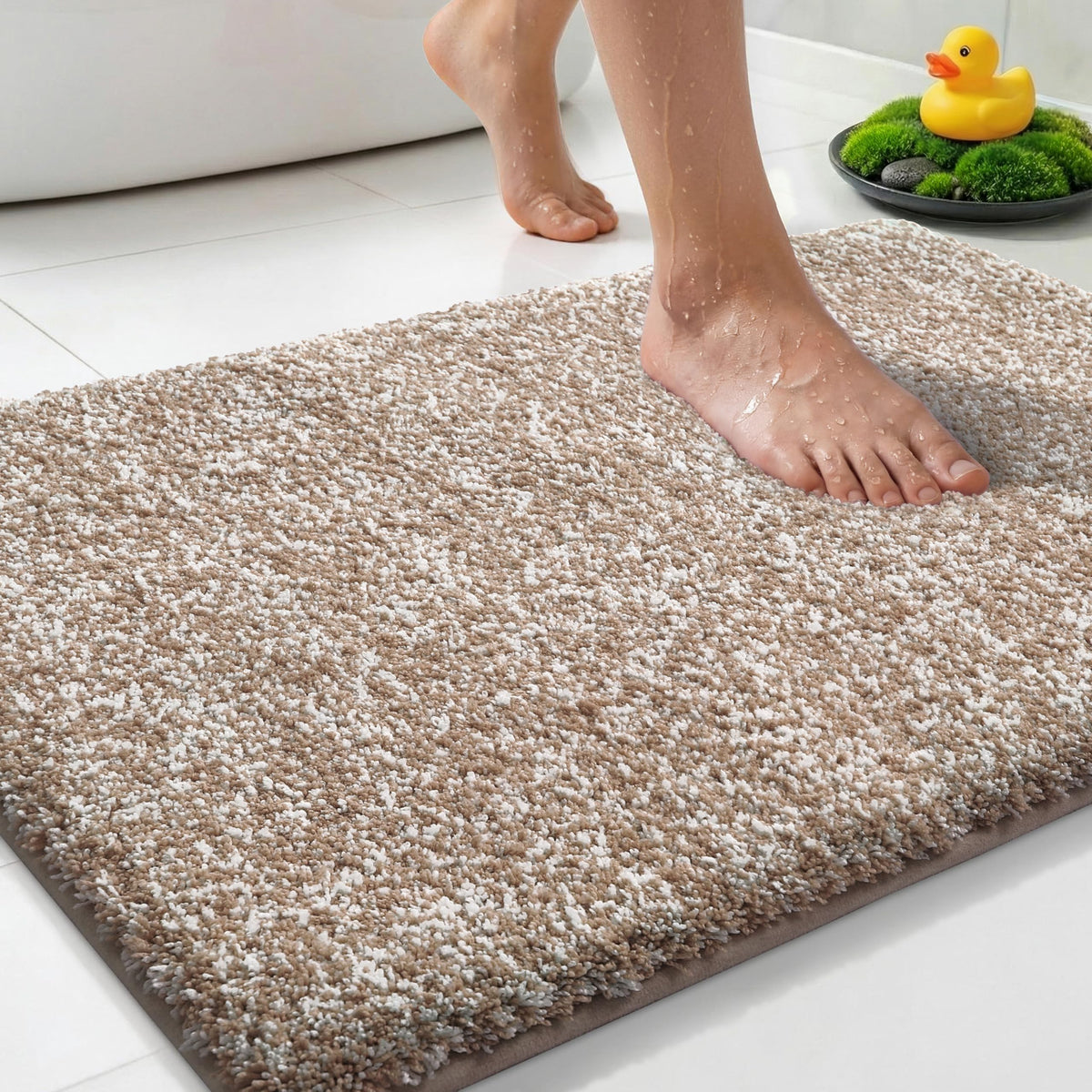 Yimobra Non Slip Machine Washable Bathroom Rug 24x17 Grey and White