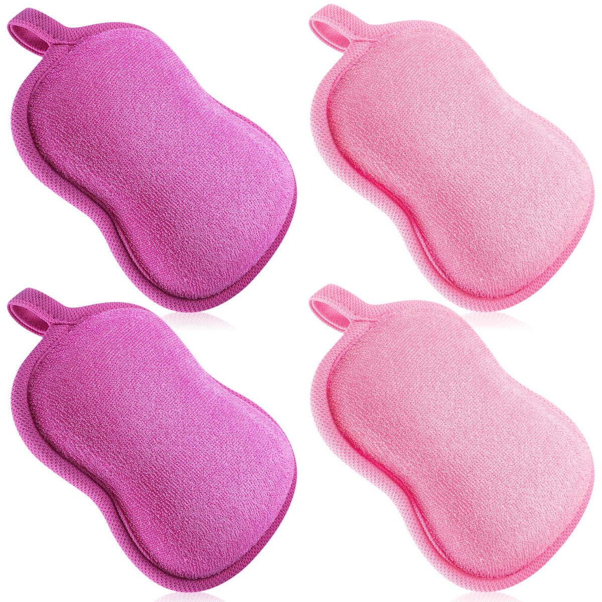Tatuo 4 Pcs Baby Bath Sponge Toddler Bath Sponge,Red, Purple, Green, Orange