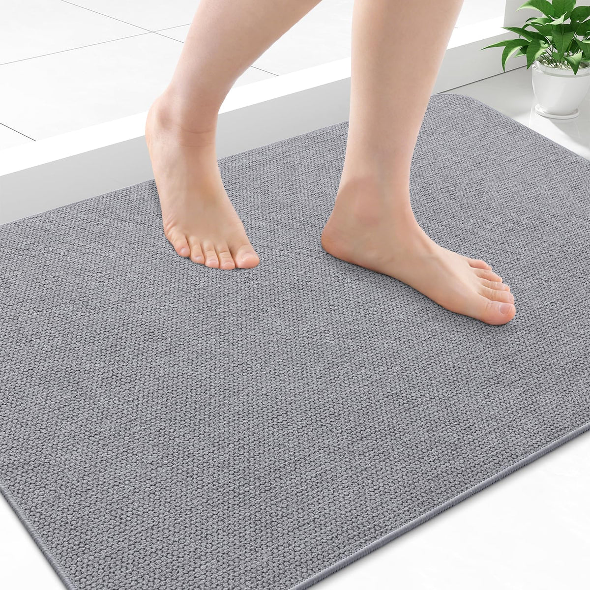 Smiry Ultra Thin Bath Mat 27x17, Non Slip Rubber Washable Bathroom Rugs
