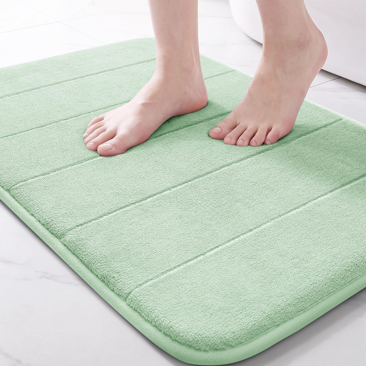 Yimobra Memory Foam Bath Mat, Super Soft Absorbent Bathroom Rug Non Slip 31.5x20 Inch, Quick Dry, Machine Washable Floor Carpet for Tub Shower, Home Decor Accessories, Beige
