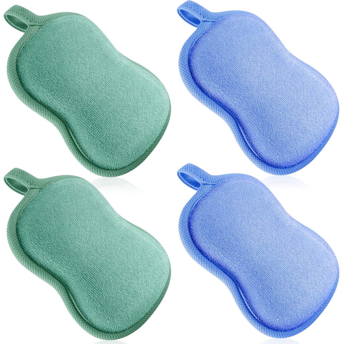 Tatuo 4 Pcs Baby Bath Sponge Toddler Bath Sponge,Red, Purple, Green, Orange