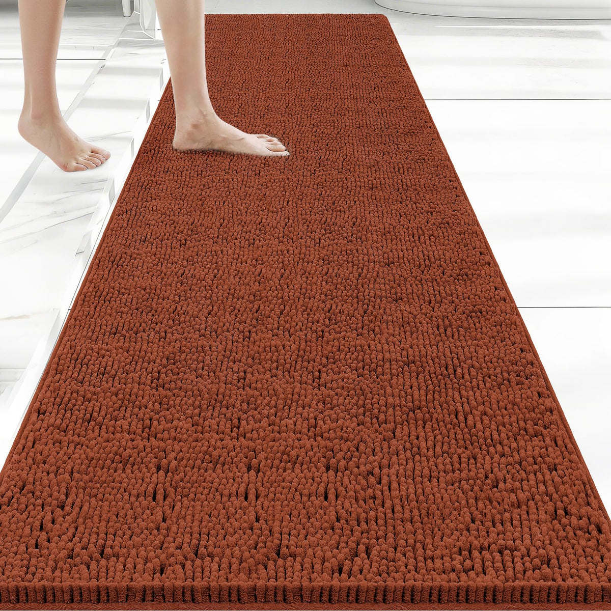 Bcoimo Small Bath Rug Mat,Chenille Extra Soft Navy Bathroom Mats for Floor