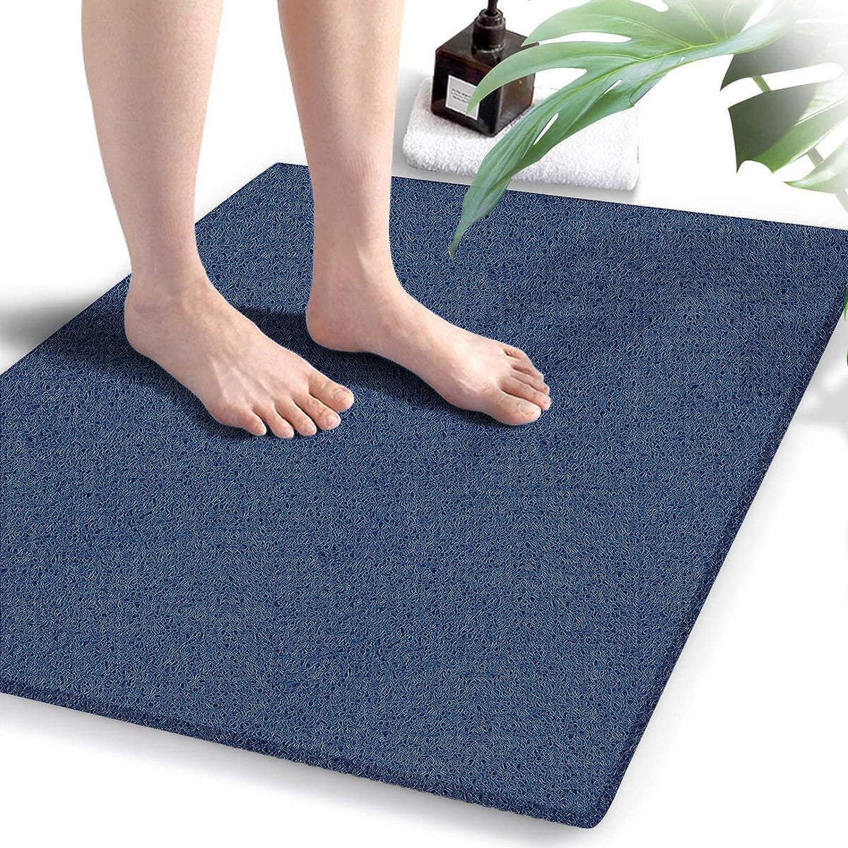 godehone Shower Mats Non Slip Without Suction Cups, PVC Loofah Bathroom Mats, Loofah Mats for Shower and Bathroom, Quick Drying, 15.7× 36 Inch, Beige
