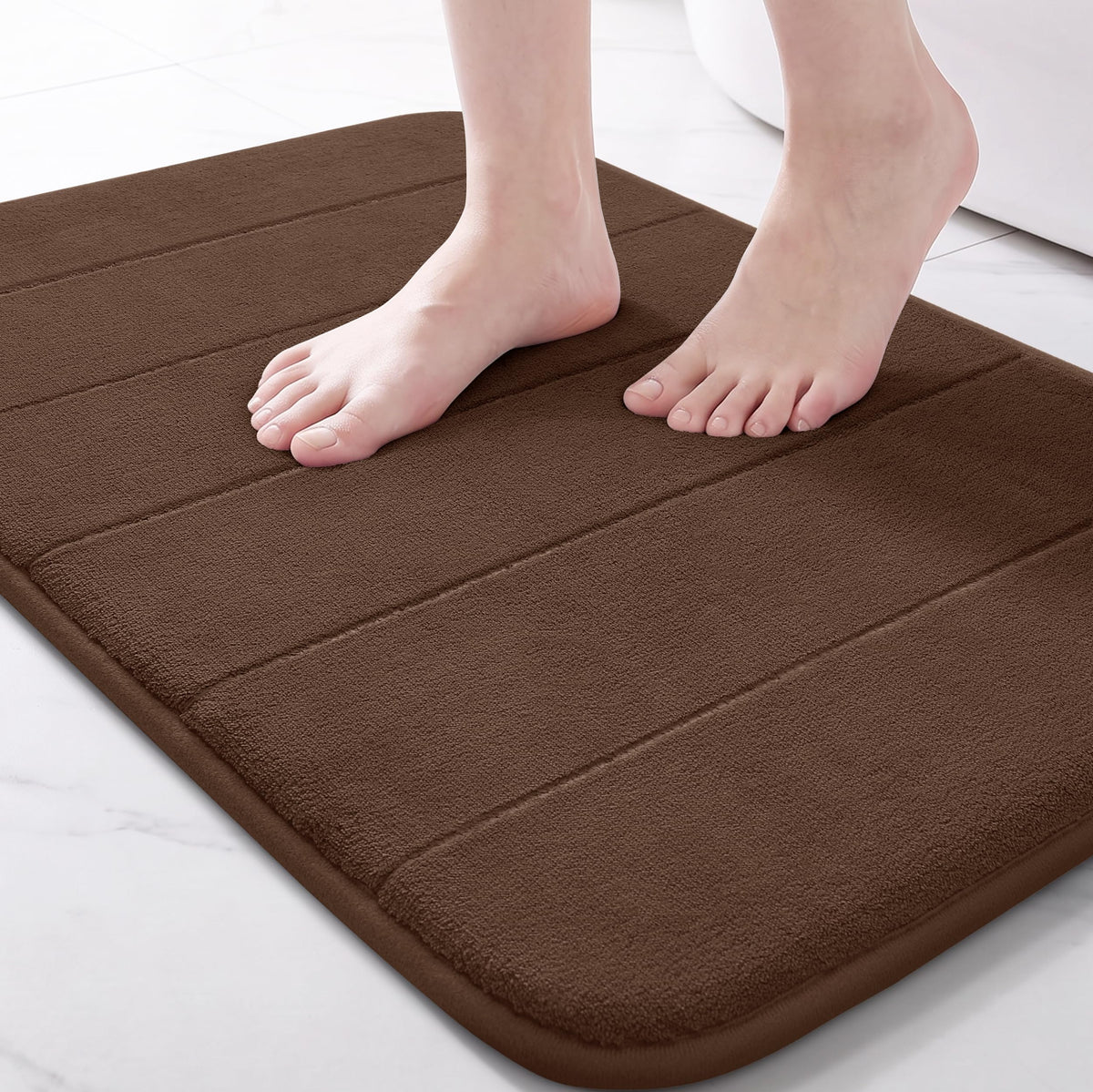 Yimobra Memory Foam Bath Mat, Super Soft Absorbent Bathroom Rug Non Slip 31.5x20 Inch, Quick Dry, Machine Washable Floor Carpet for Tub Shower, Home Decor Accessories, Beige