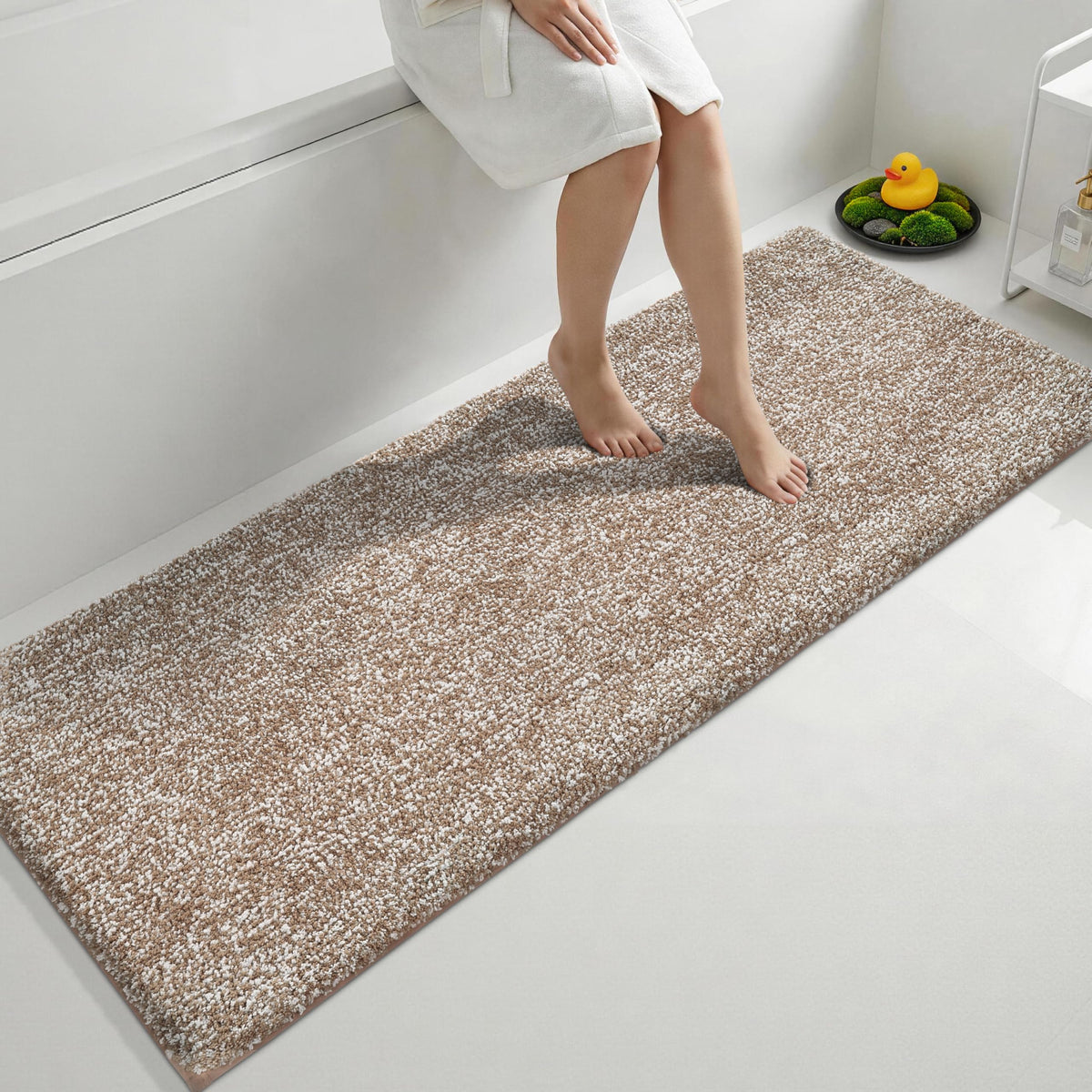 Yimobra Non Slip Machine Washable Bathroom Rug 24x17 Grey and White