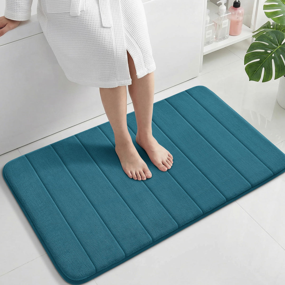 Yimobra Memory Foam Bath Mat, Super Soft Absorbent Bathroom Rug Non Slip 31.5x20 Inch, Quick Dry, Machine Washable Floor Carpet for Tub Shower, Home Decor Accessories, Beige
