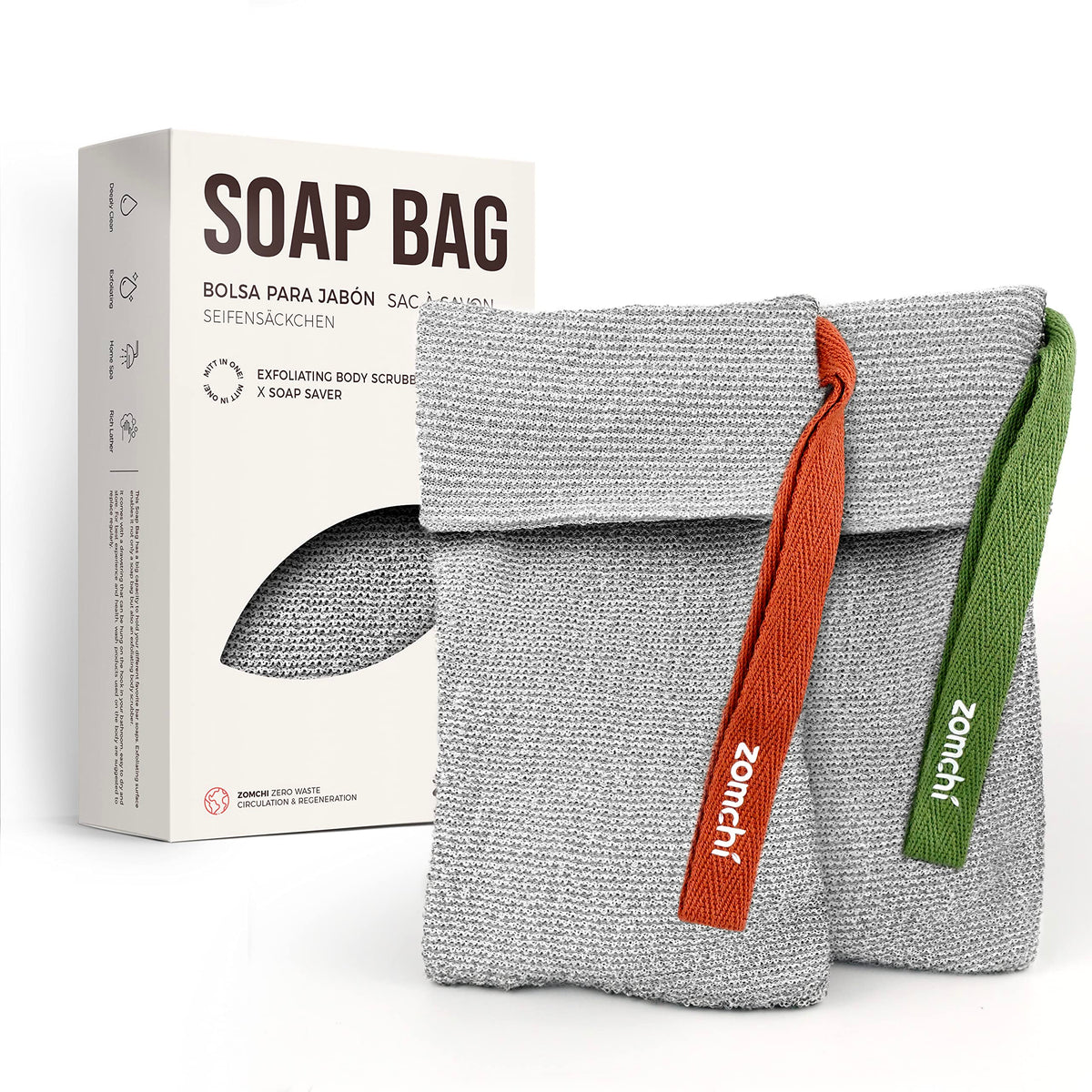 ZOMCHI Soap Bag for Soap Bars, Bar Soap Pouch, Gentle & Rough, 2 Pack