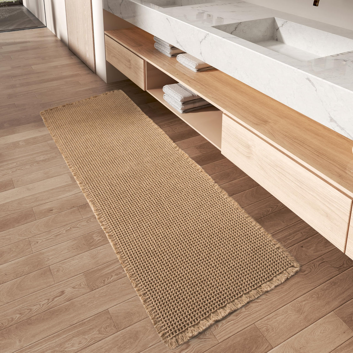 Upgraded Waffle Bath Mat Ultra Absorbent Non Slip Bathroom Mat, 18" x 30"