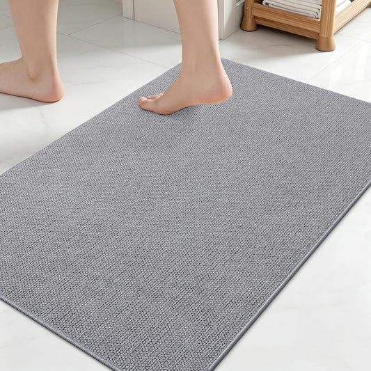 Smiry Ultra Thin Bath Mat 27x17, Non Slip Rubber Washable Bathroom Rugs