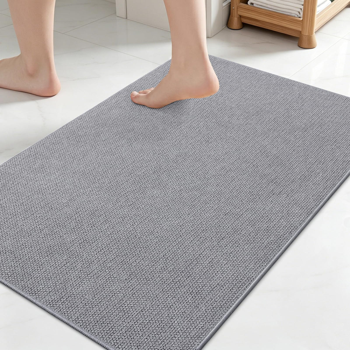 Smiry Ultra Thin Bath Mat 27x17, Non Slip Rubber Washable Bathroom Rugs