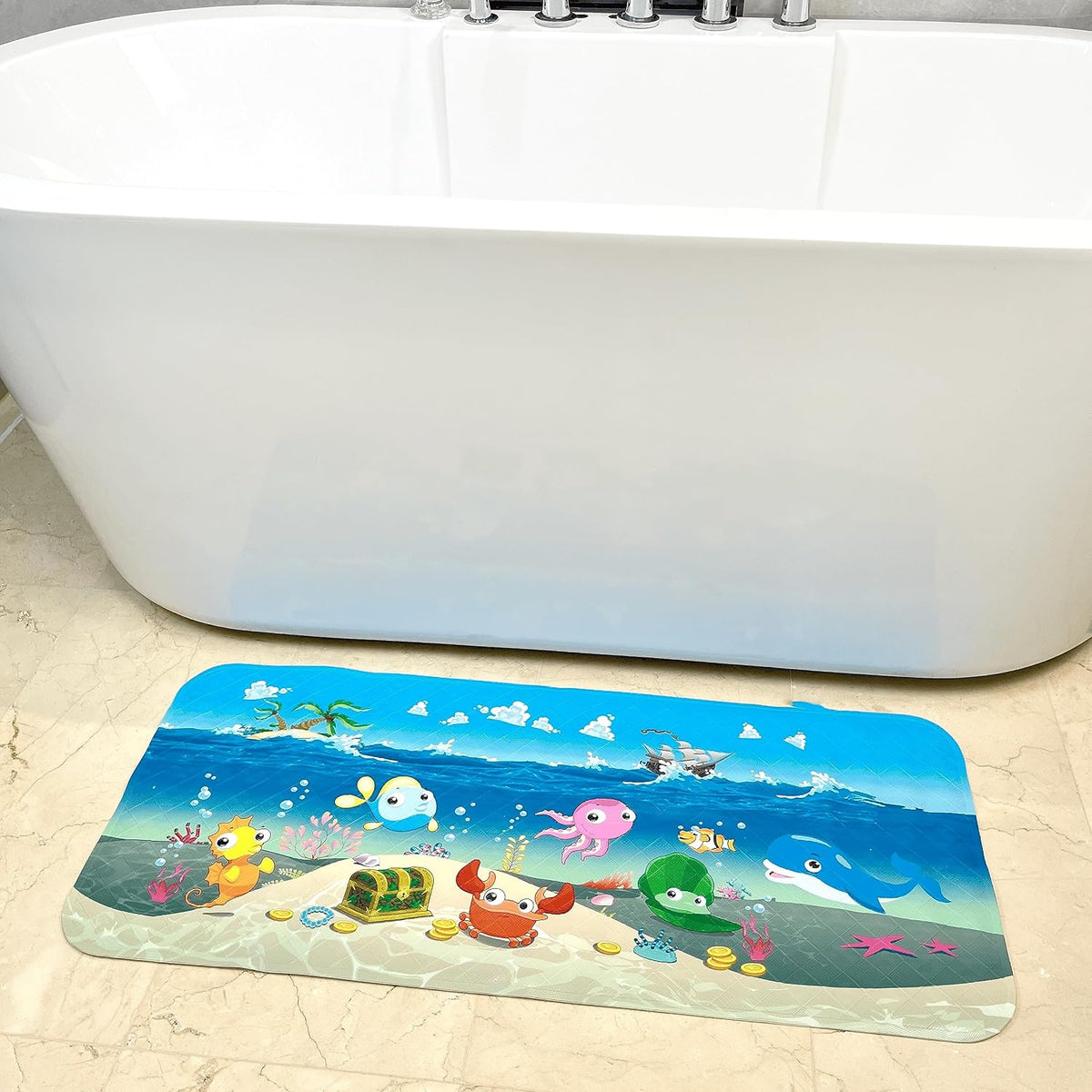 BOPPIE Non-Slip Bath Mat Shower Mats for Tub Kids,Anti-Slip-Resistant Bathtub Tub Mats Bathroom Mat XL Large Bath Mat 35X15 Inches (Ship)