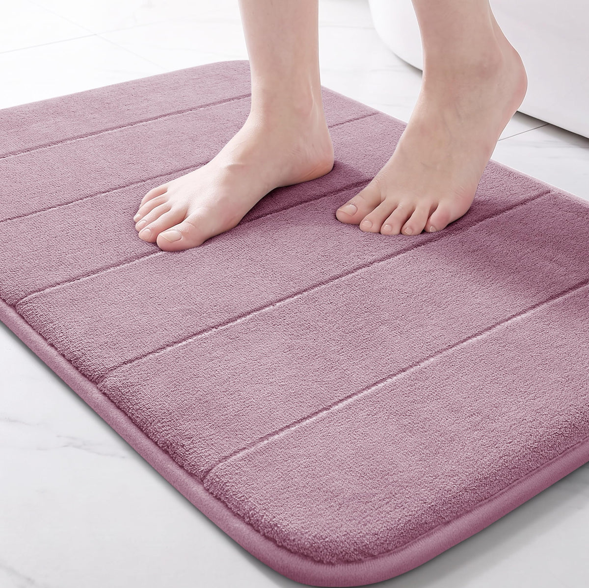 Yimobra Memory Foam Bath Mat, Super Soft Absorbent Bathroom Rug Non Slip 31.5x20 Inch, Quick Dry, Machine Washable Floor Carpet for Tub Shower, Home Decor Accessories, Beige