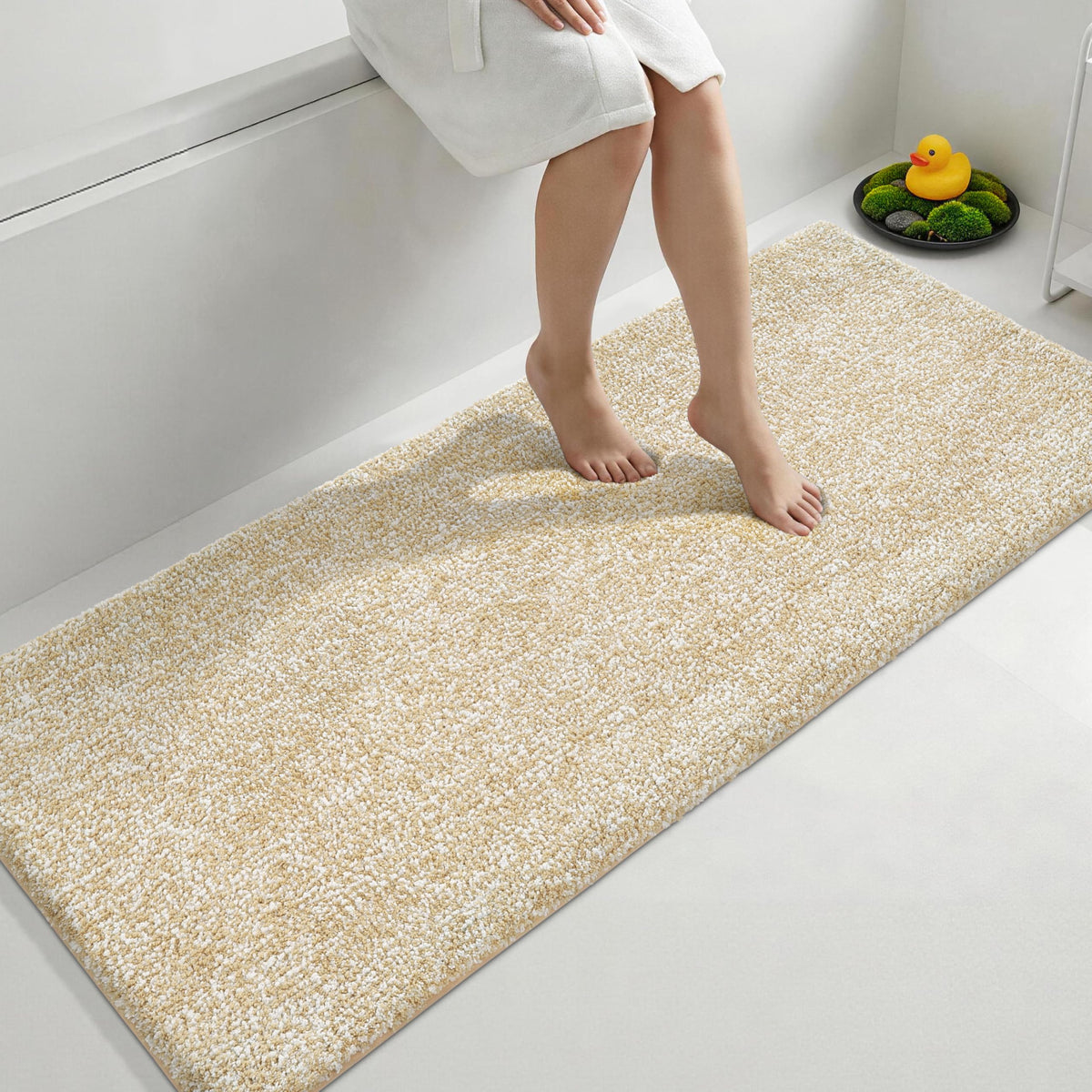 Yimobra Non Slip Machine Washable Bathroom Rug 24x17 Grey and White