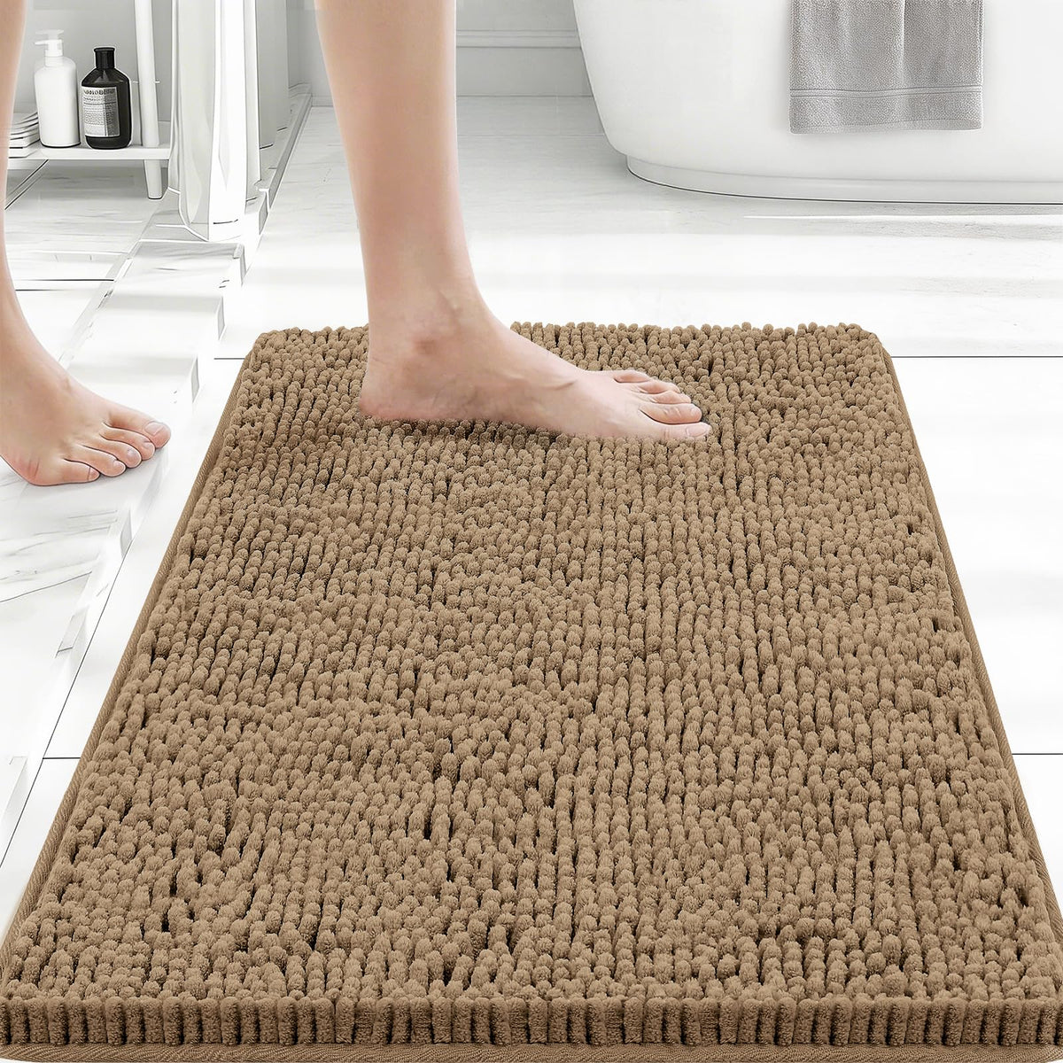 Bcoimo Small Bath Rug Mat,Chenille Extra Soft Navy Bathroom Mats for Floor