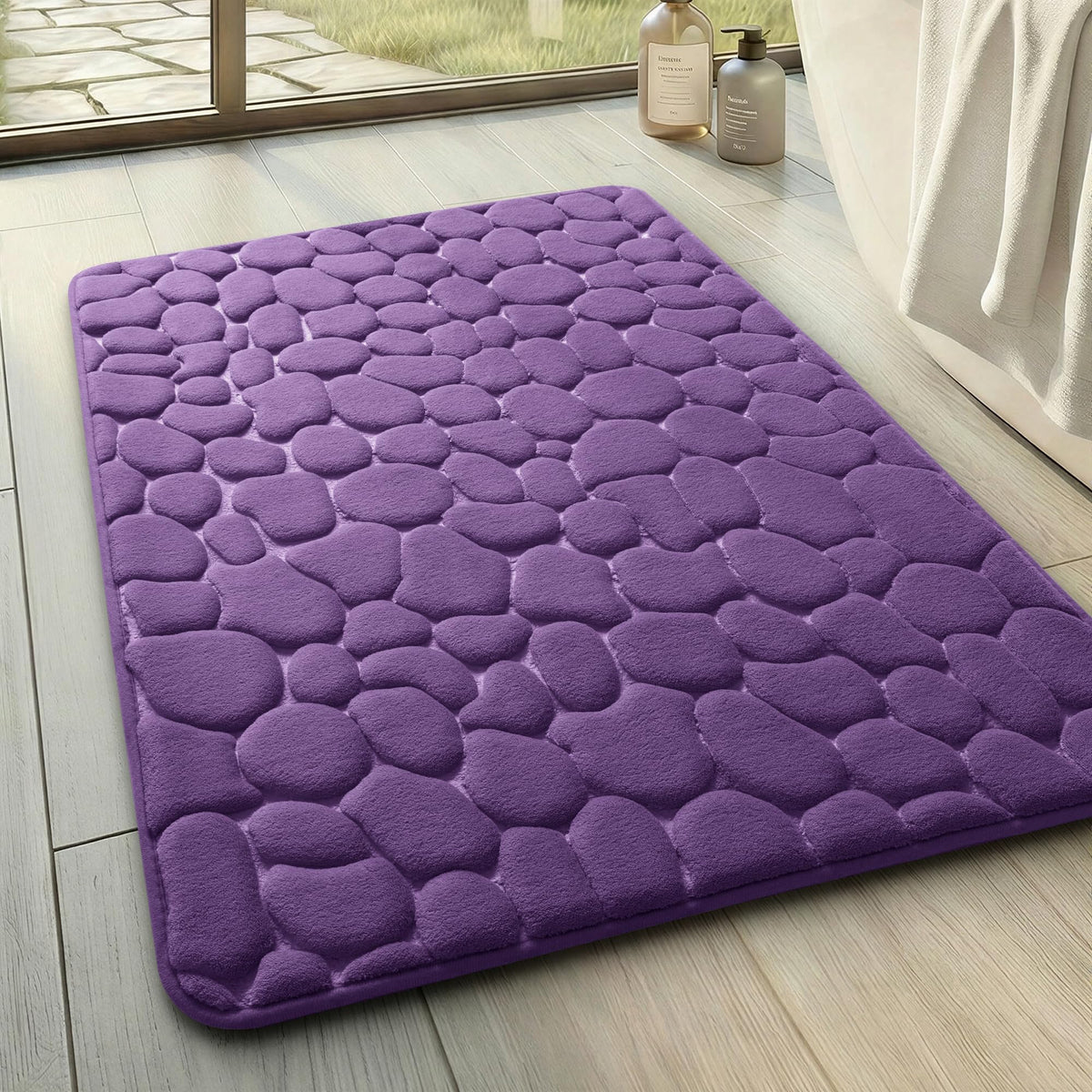 YIHOUSE Bathroom Mat Rug, Memory Foam Bath Mat, Non-Slip Bathroom Floor Mats, Cobblestone Bath Mats Absorbent Bath Rugs Washable Quick Dry (17x24,Dark Gray)