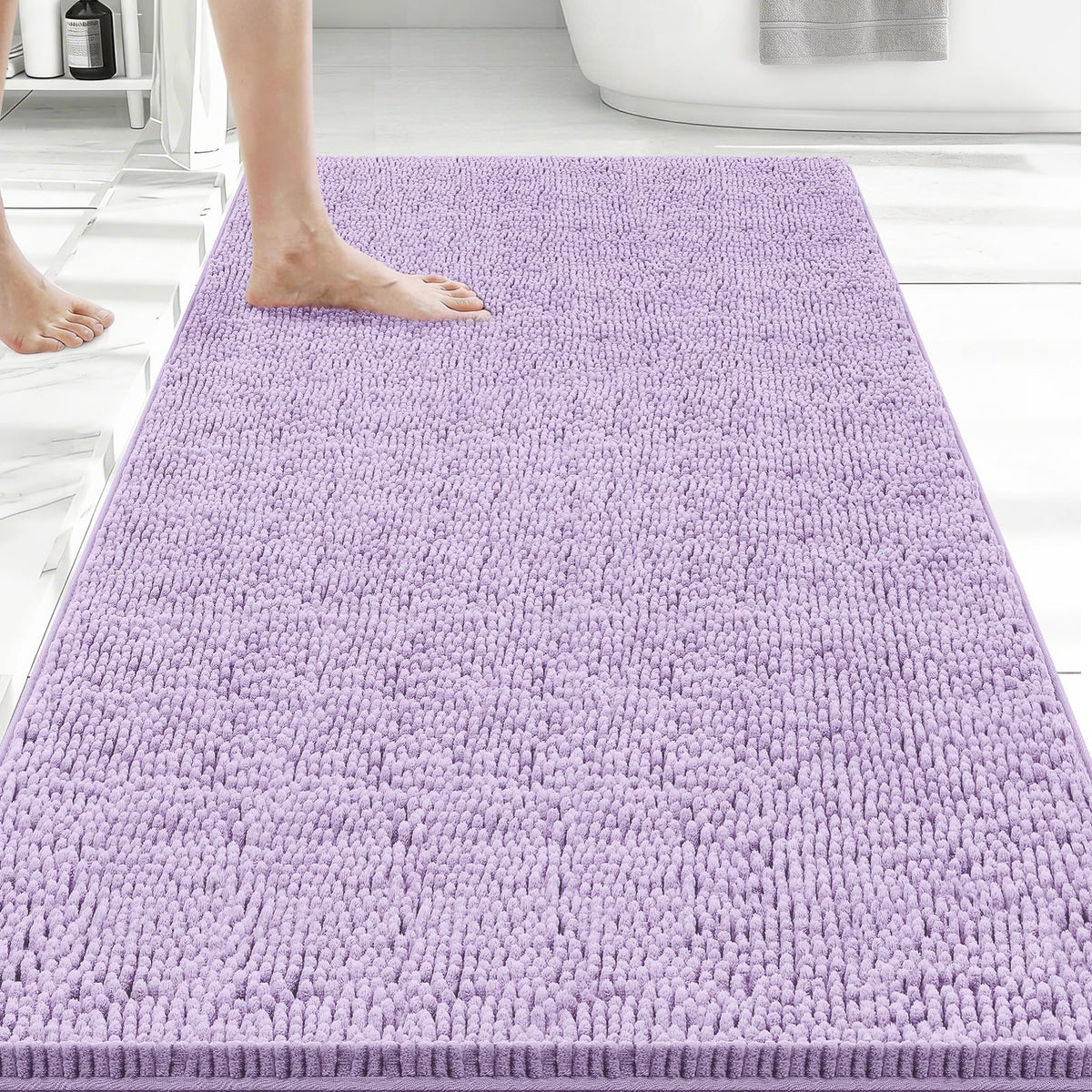 Bcoimo Small Bath Rug Mat,Chenille Extra Soft Navy Bathroom Mats for Floor