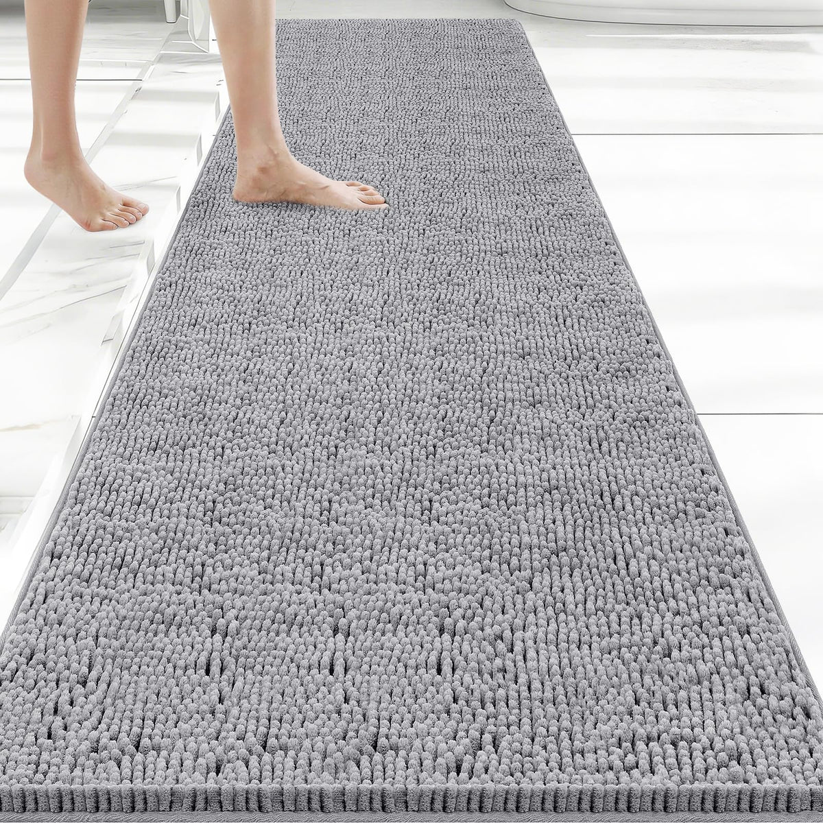 Bcoimo Small Bath Rug Mat,Chenille Extra Soft Navy Bathroom Mats for Floor
