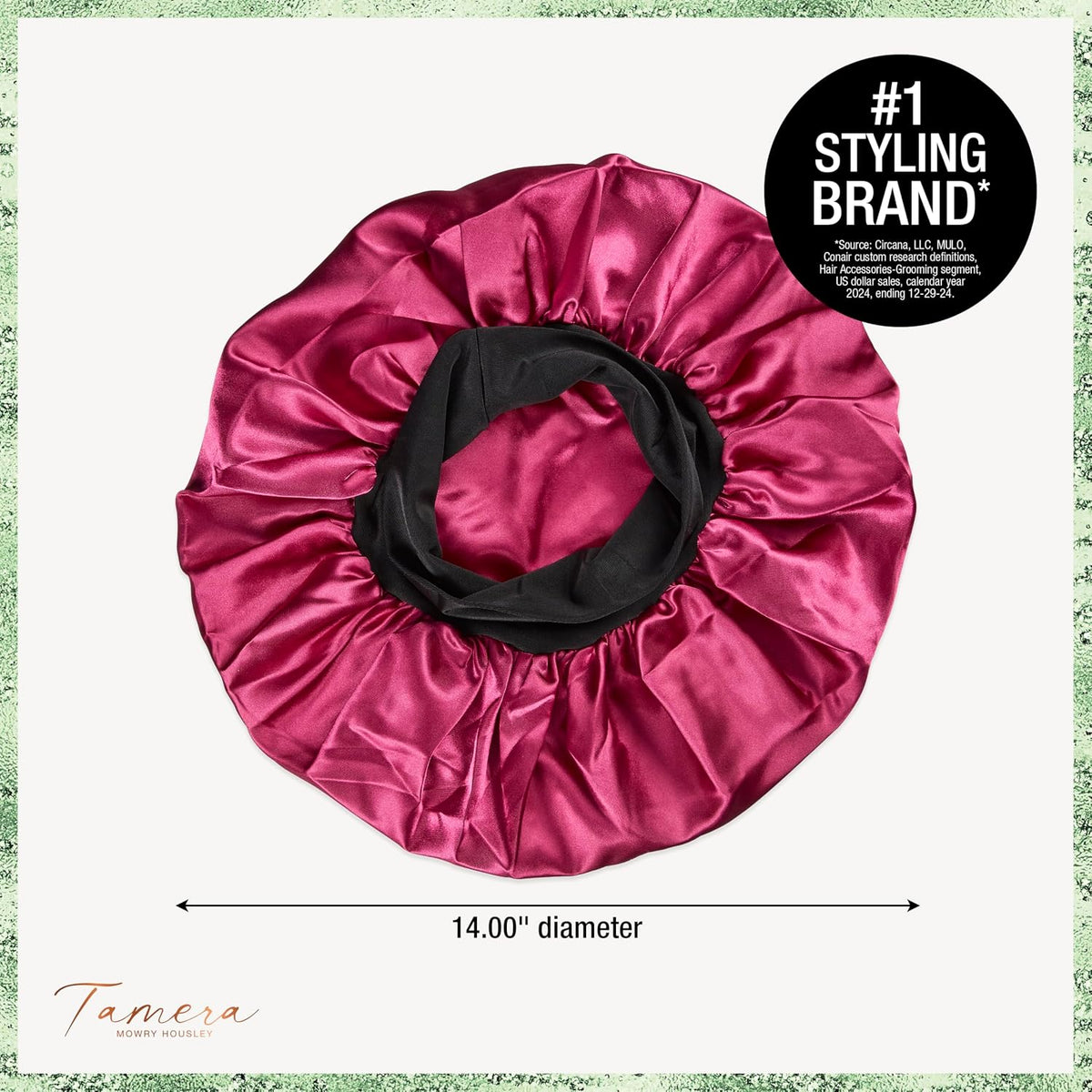 CONAIR x Tamera Mowry Housley Collection Satin Hair Bonnet with Bonus Pillowcase for Sleeping Set - Use on long and short lengths - preserve curls and braids - sleep cap for women - 2 piece bundle