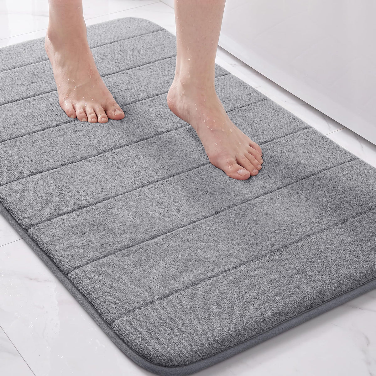 Yimobra Memory Foam Bath Mat, Super Soft Absorbent Bathroom Rug Non Slip 31.5x20 Inch, Quick Dry, Machine Washable Floor Carpet for Tub Shower, Home Decor Accessories, Beige