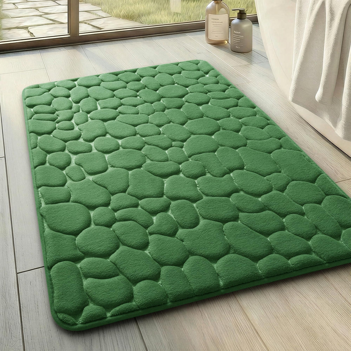 YIHOUSE Bathroom Mat Rug, Memory Foam Bath Mat, Non-Slip Bathroom Floor Mats, Cobblestone Bath Mats Absorbent Bath Rugs Washable Quick Dry (17x24,Dark Gray)