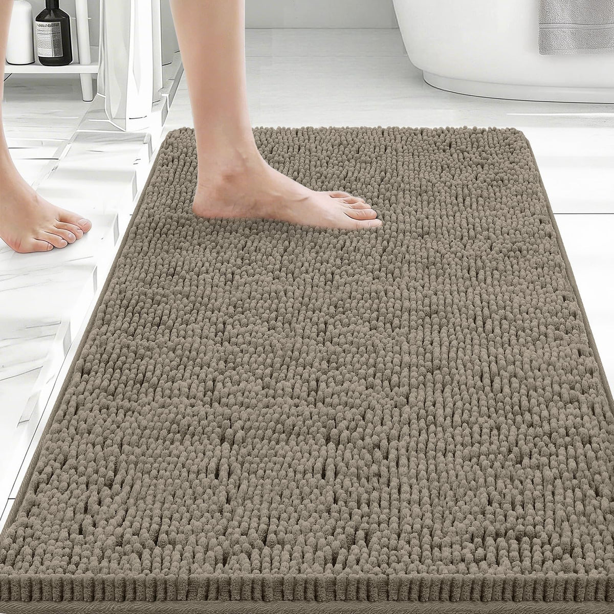 Bcoimo Small Bath Rug Mat,Chenille Extra Soft Navy Bathroom Mats for Floor