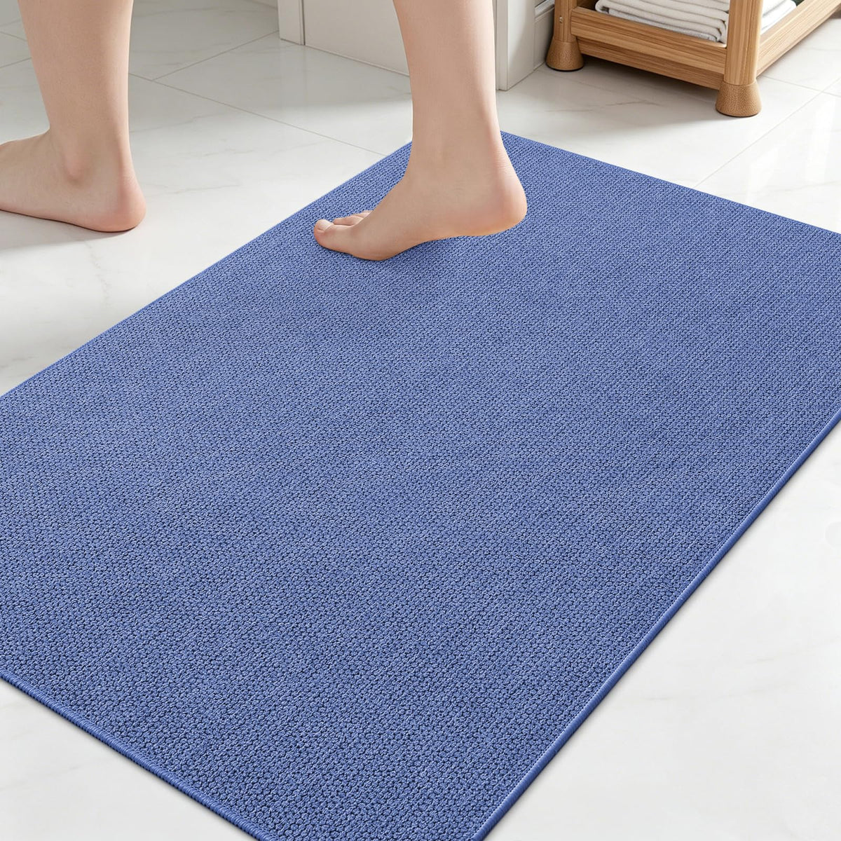 Smiry Ultra Thin Bath Mat 27x17, Non Slip Rubber Washable Bathroom Rugs