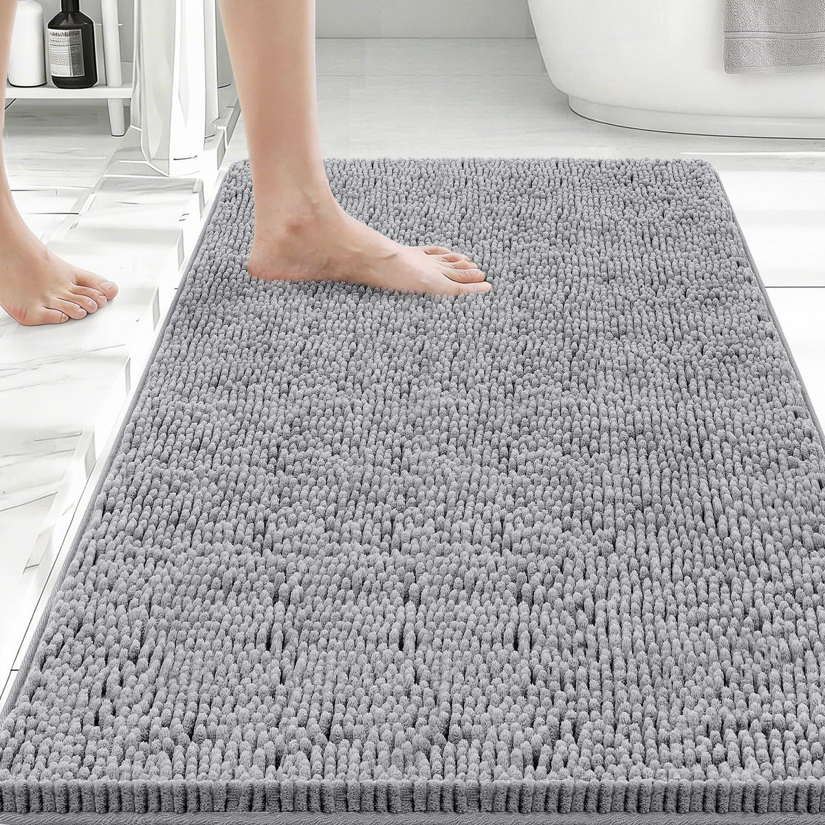 Bcoimo Small Bath Rug Mat,Chenille Extra Soft Navy Bathroom Mats for Floor