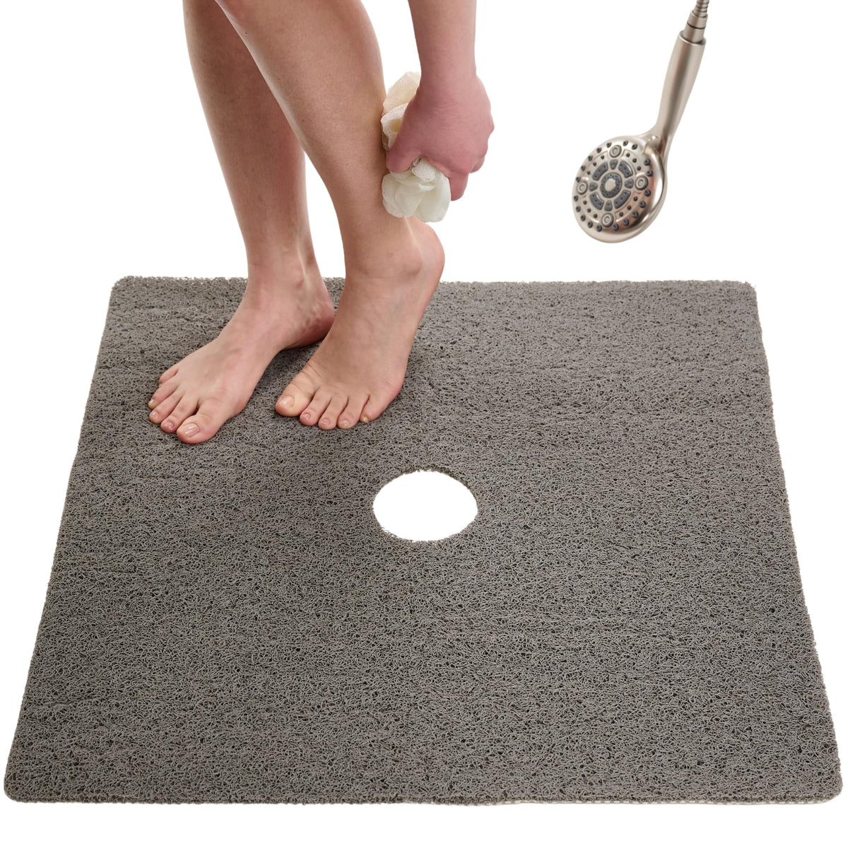 Non Slip Bathtub Mat Shower Mat for Tub - Loofah Bath Mats for Bathroom - 40x16 Bathtub Floor Mat - Textured Anti Slip Bath Mat Without Suction Cups - Secure Mat for Wet Areas (40x16 Pebble Blue)