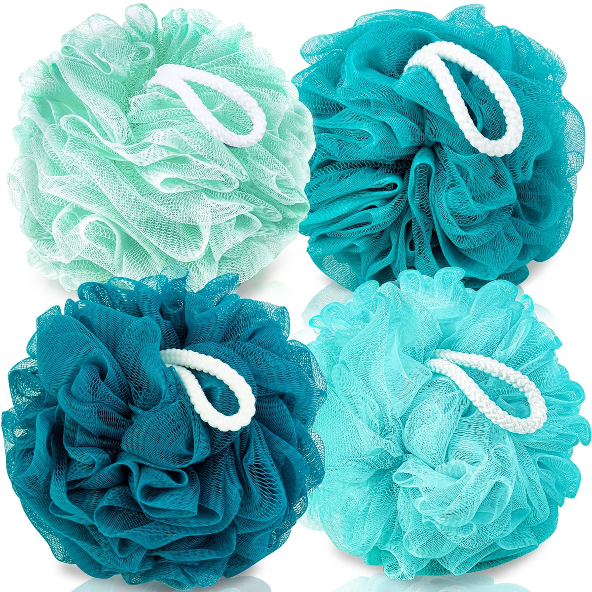 MTDLYICE Loofah Sponge XXL-100g 4 Pack, Bath Sponge Soft Mesh Shower Puff Loofah for Men, Exfoliating Body Scrubber for Women, Shower Accessories (Black)