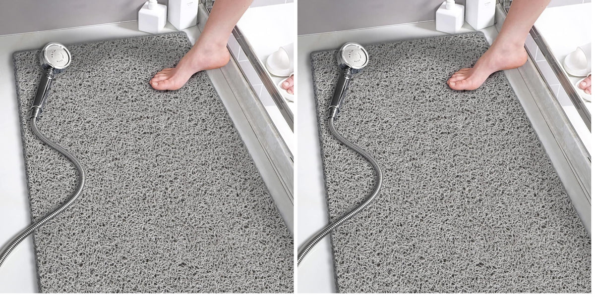 godehone Shower Mats Non Slip Without Suction Cups, PVC Loofah Bathroom Mats, Loofah Mats for Shower and Bathroom, Quick Drying, 15.7× 36 Inch, Beige