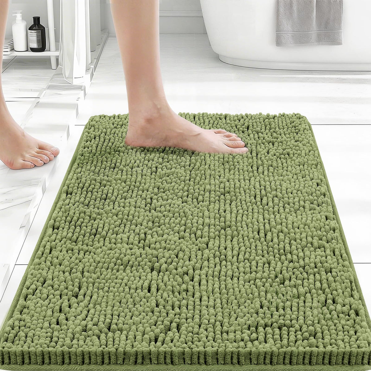 Bcoimo Small Bath Rug Mat,Chenille Extra Soft Navy Bathroom Mats for Floor