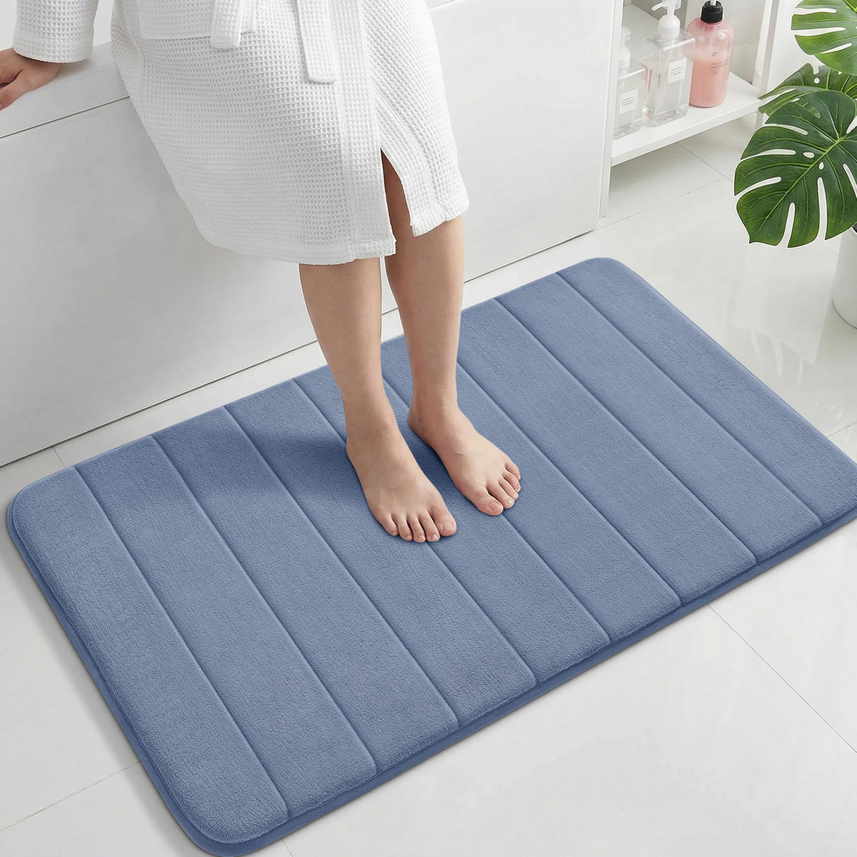 Yimobra Memory Foam Bath Mat, Super Soft Absorbent Bathroom Rug Non Slip 31.5x20 Inch, Quick Dry, Machine Washable Floor Carpet for Tub Shower, Home Decor Accessories, Beige