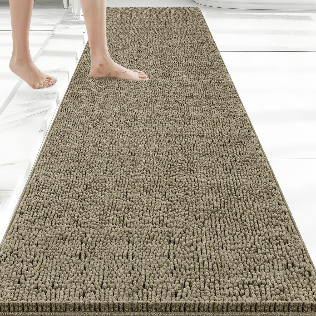 Bcoimo Small Bath Rug Mat,Chenille Extra Soft Navy Bathroom Mats for Floor