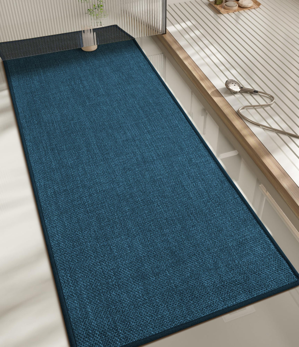 chakme Bathroom Rugs Mat 24x17, Ultra Thin Non Slip Bath Mat Small Quick Dry Absorbent Bath Mat for Bathroom Floor, (Black, 24"x17")