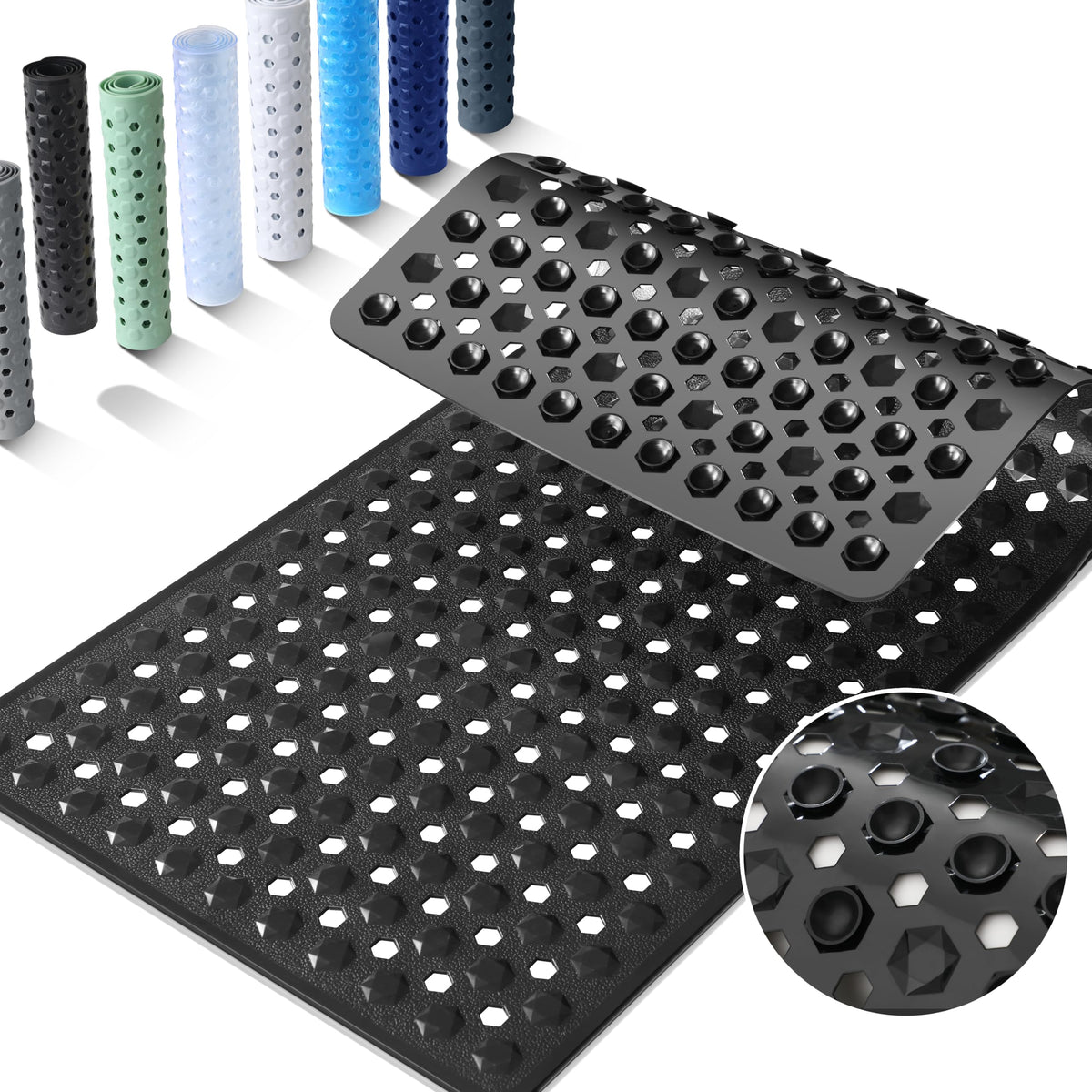 Yimobra Bathtub Mat Non Slip, 27.5"X15.5" Machine Washable Shower Floor Mat, Soft on Feet, Bathmat with Drain Holes and Suction Cups, Bathroom Essentials, White