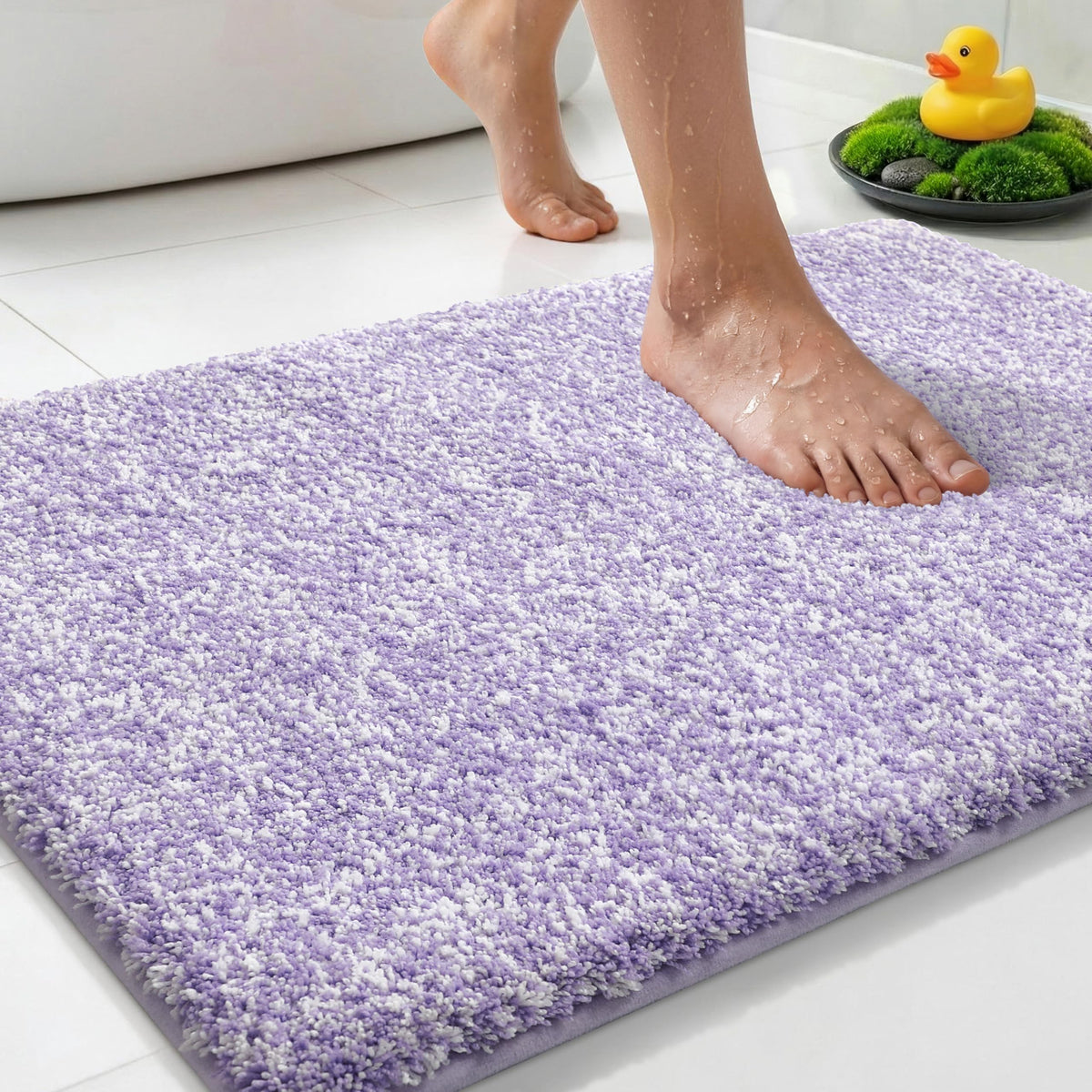 Yimobra Non Slip Machine Washable Bathroom Rug 24x17 Grey and White