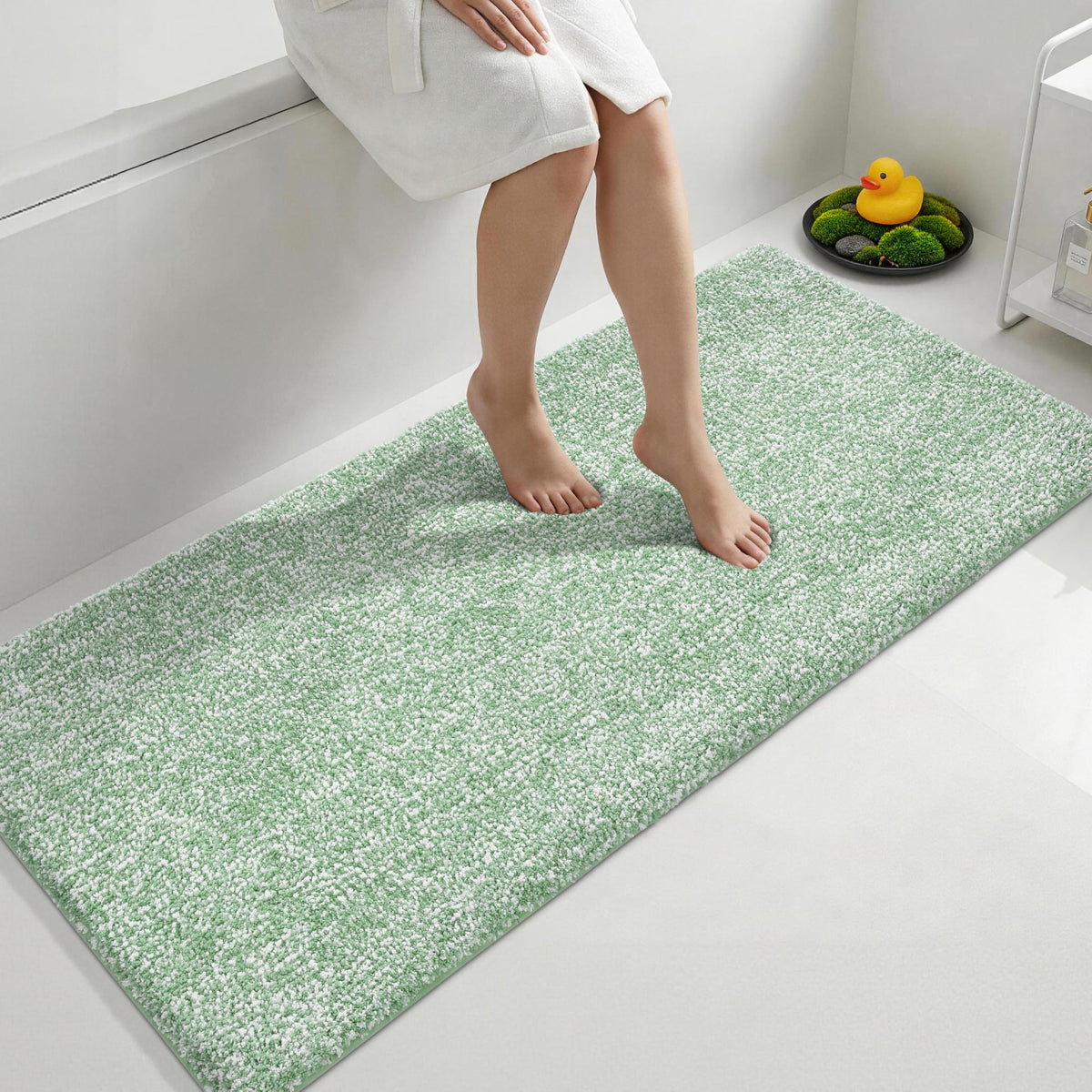 Yimobra Non Slip Machine Washable Bathroom Rug 24x17 Grey and White