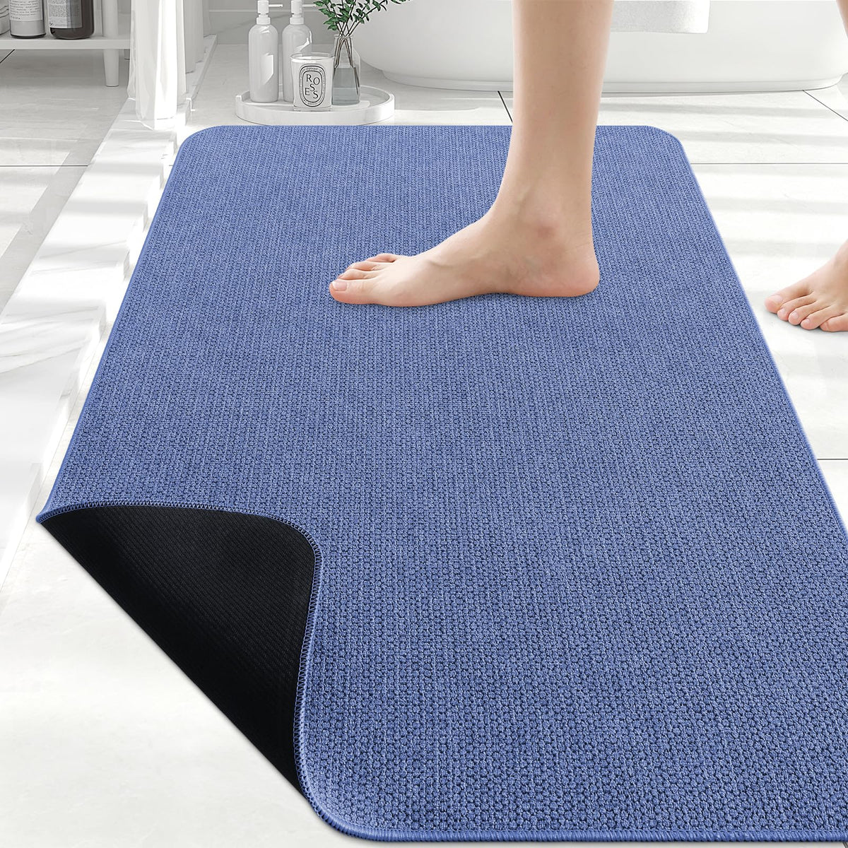 Smiry Ultra Thin Bath Mat 27x17, Non Slip Rubber Washable Bathroom Rugs