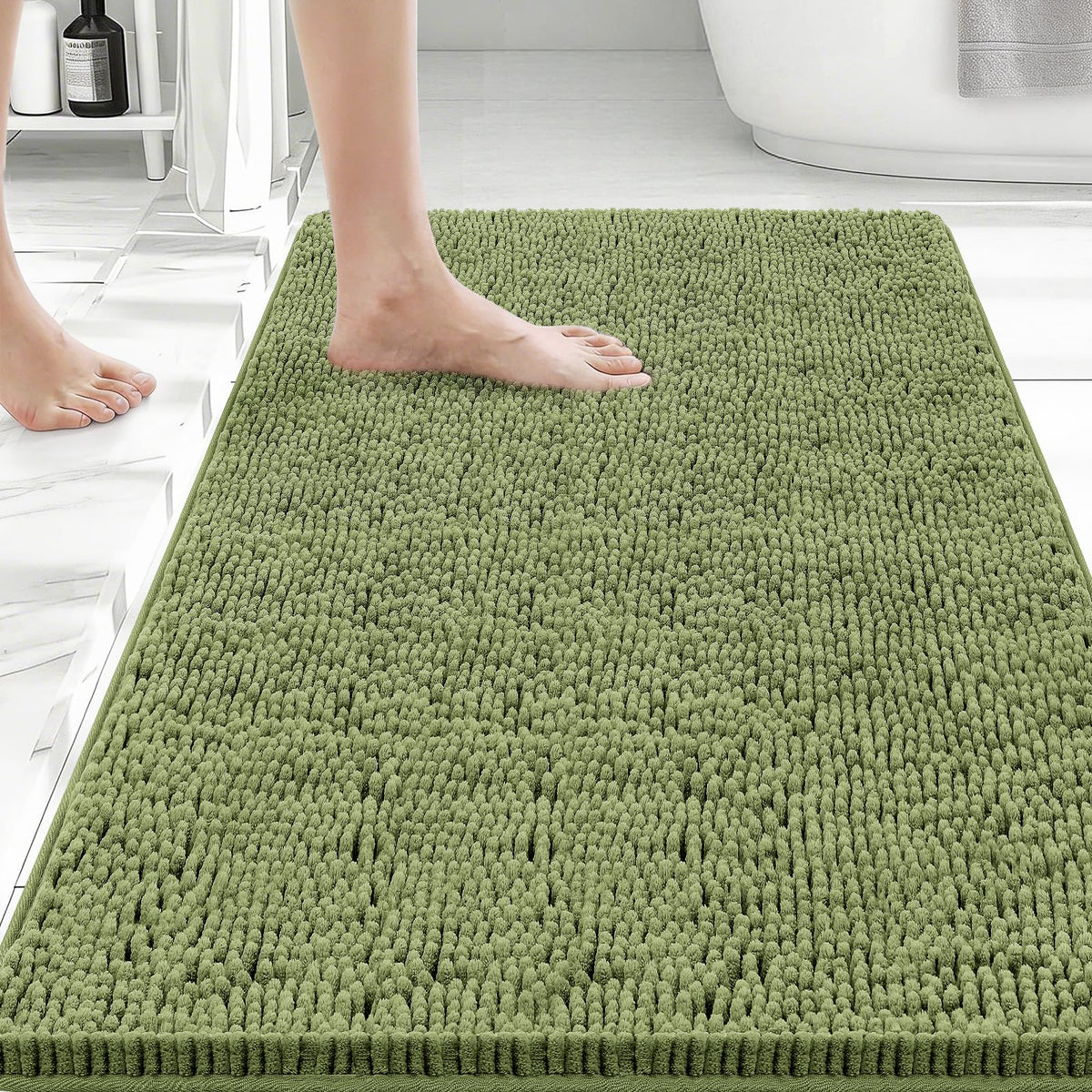 Bcoimo Small Bath Rug Mat,Chenille Extra Soft Navy Bathroom Mats for Floor