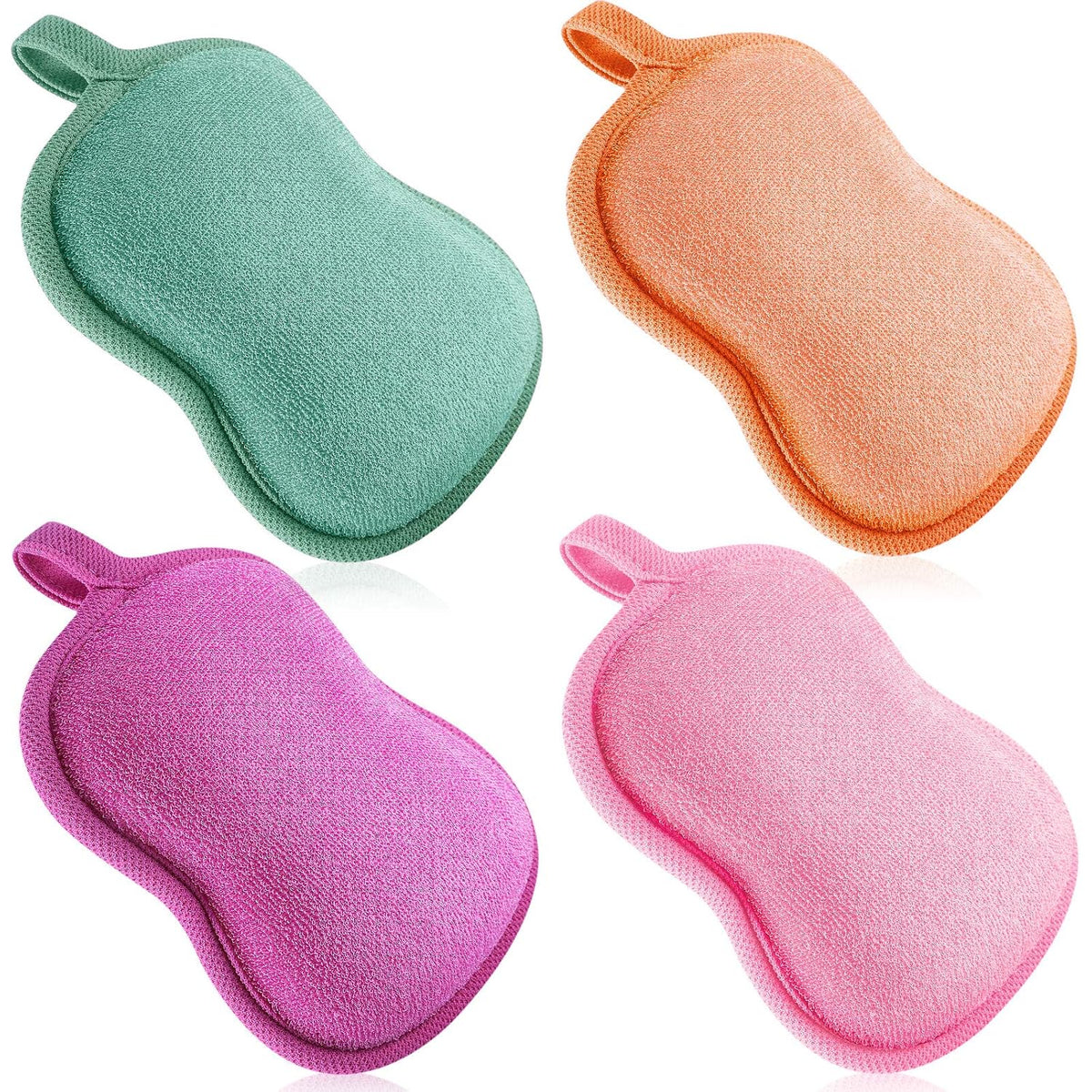 Tatuo 4 Pcs Baby Bath Sponge Toddler Bath Sponge,Red, Purple, Green, Orange
