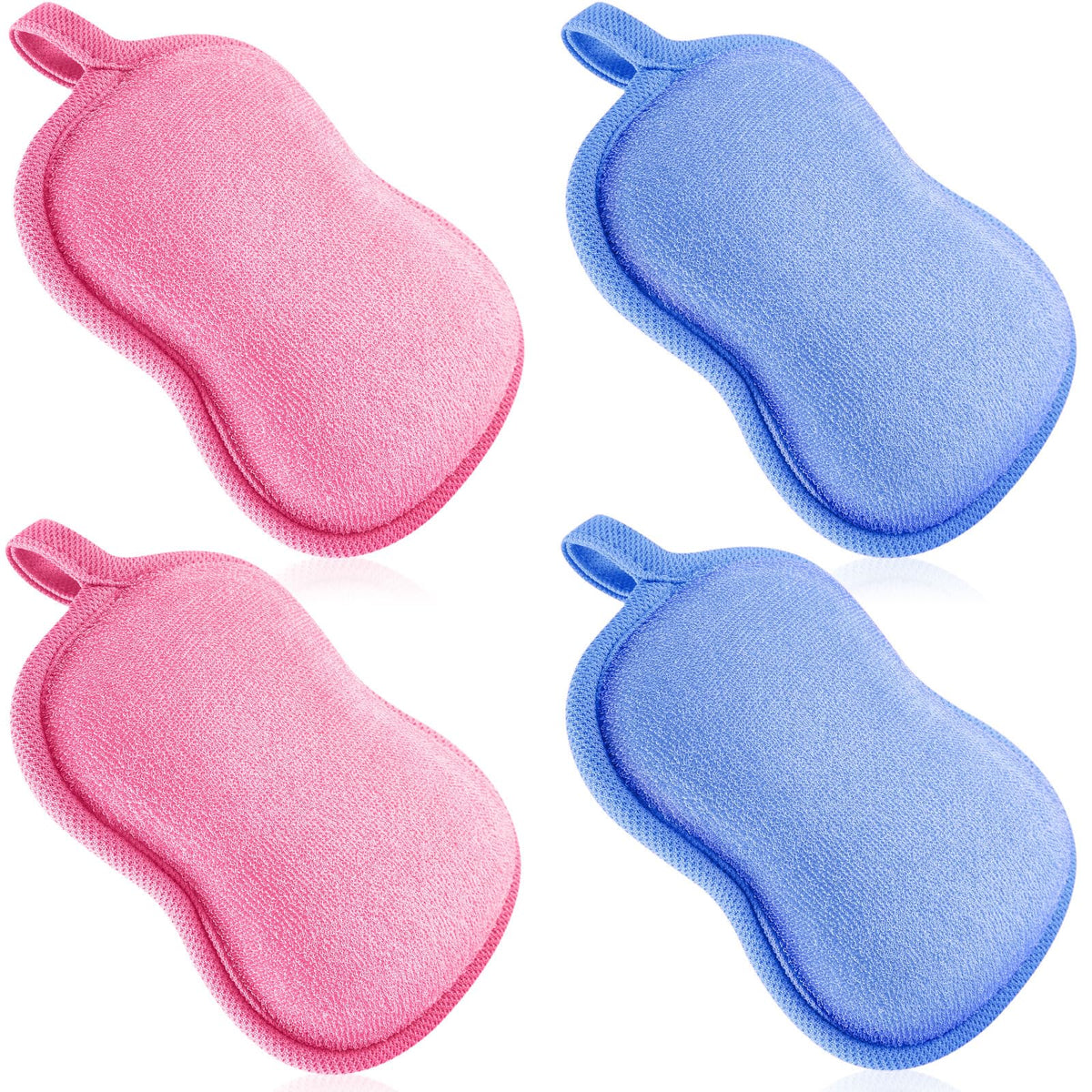 Tatuo 4 Pcs Baby Bath Sponge Toddler Bath Sponge,Red, Purple, Green, Orange