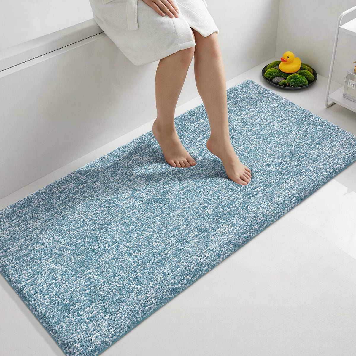 Yimobra Non Slip Machine Washable Bathroom Rug 24x17 Grey and White