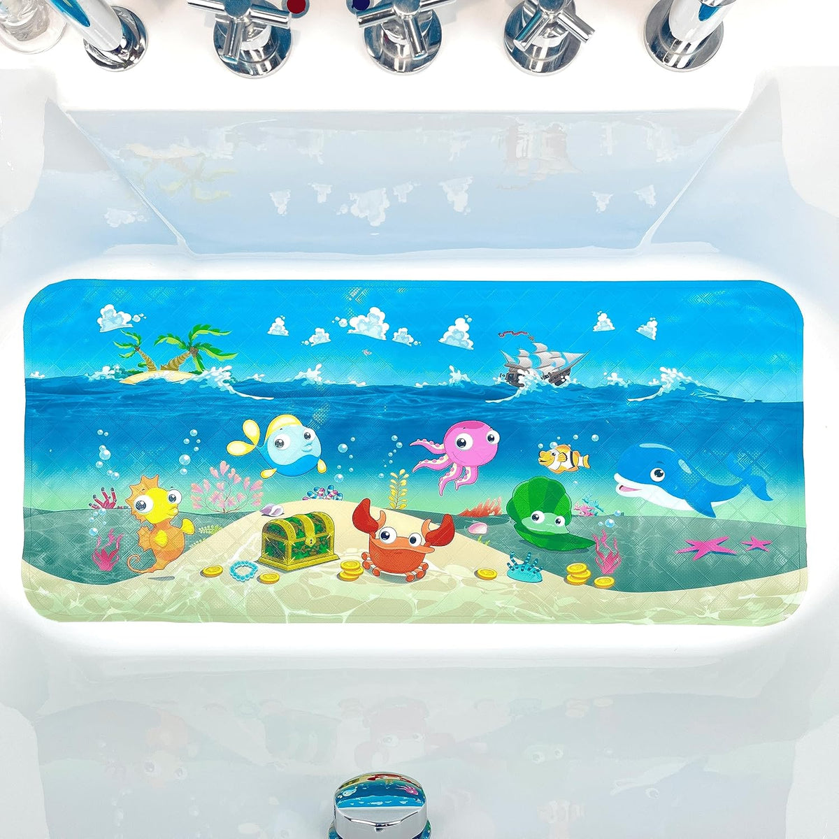 BOPPIE Non-Slip Bath Mat Shower Mats for Tub Kids,Anti-Slip-Resistant Bathtub Tub Mats Bathroom Mat XL Large Bath Mat 35X15 Inches (Ship)