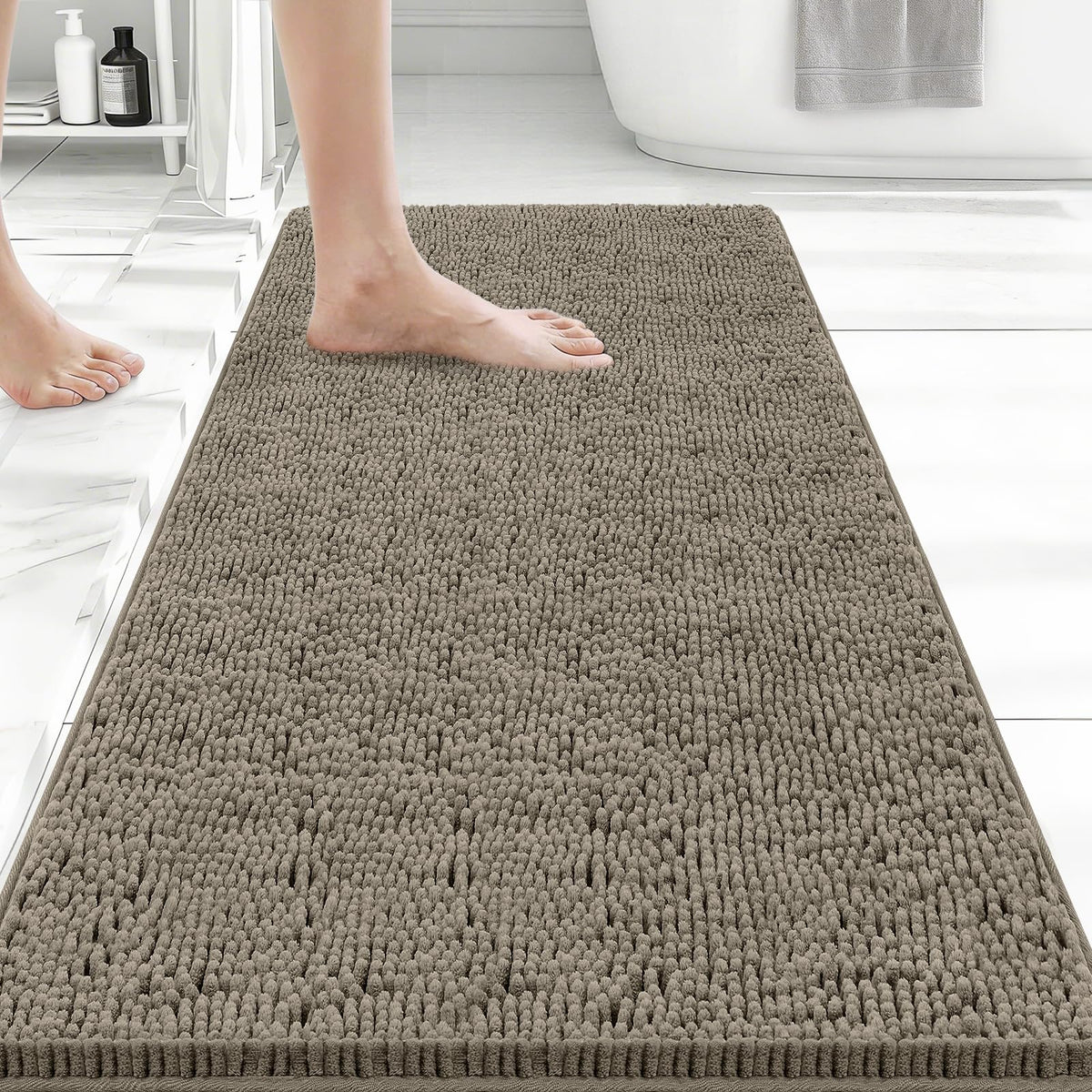 Bcoimo Small Bath Rug Mat,Chenille Extra Soft Navy Bathroom Mats for Floor